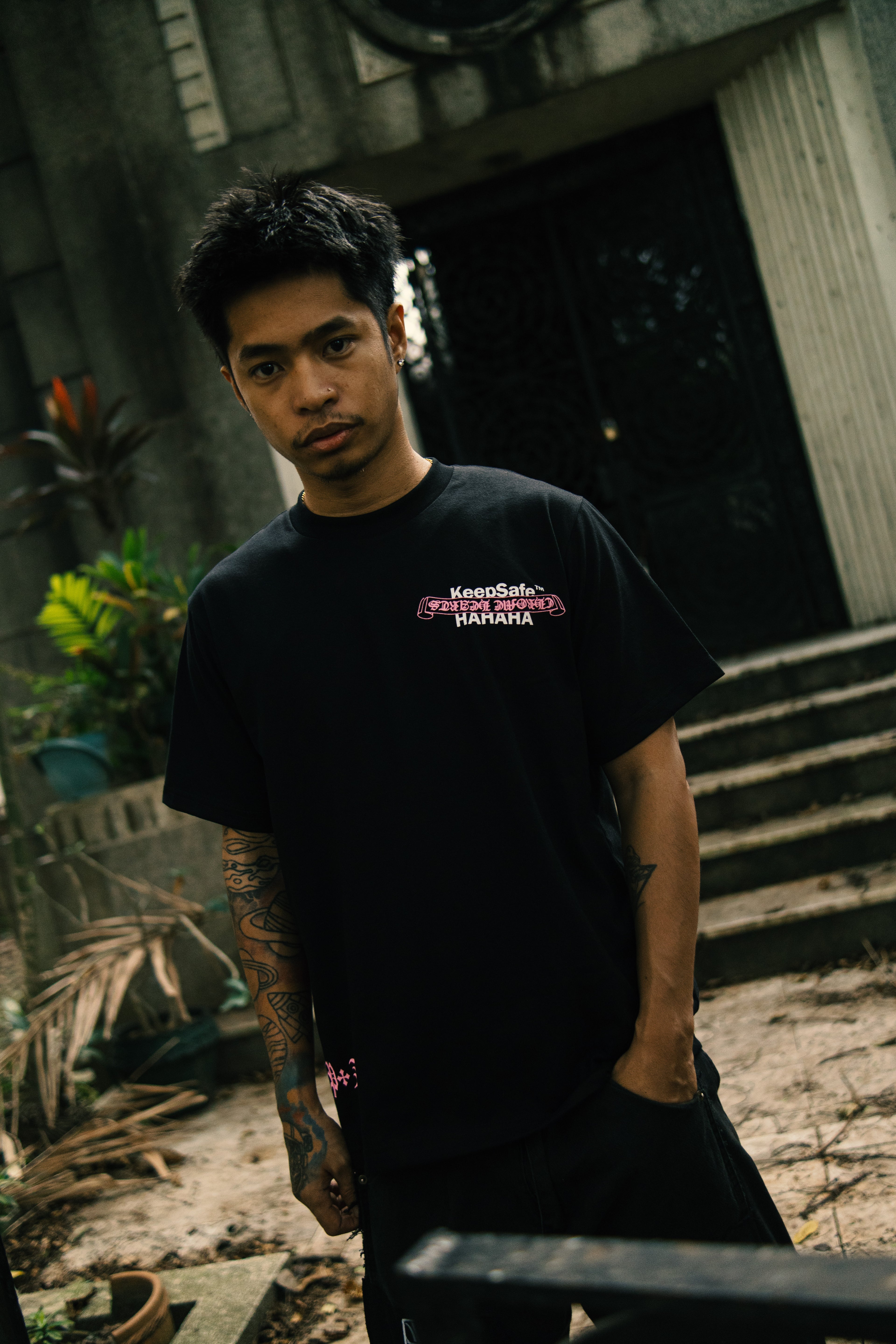 HP + KS REVERSE BANNER PINK TEE